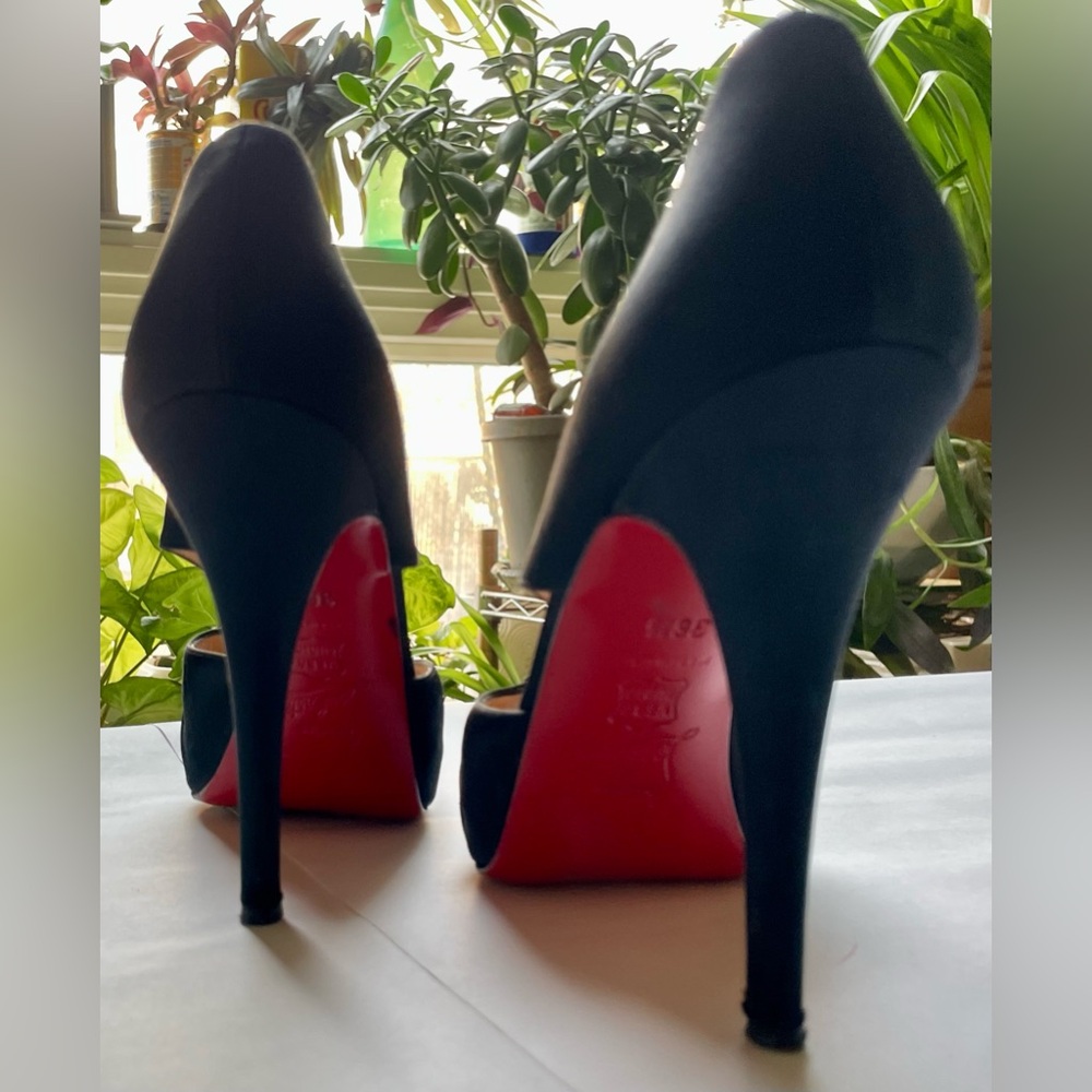 Christian Louboutin Satin Studded Accents T-strap Pumps - Picture 6 of 16